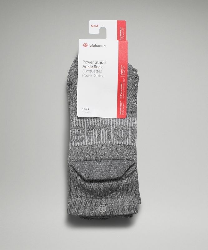 Lululemon Power Stride Ankle Sock 3 Pack Strumpor Accessories Grå Grå Grå | GBDA-58397