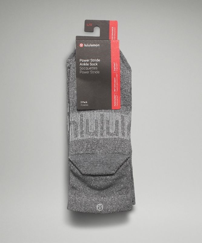 Lululemon Power Stride Ankle Sock 3 Pack Strumpor Accessories Grå Grå Grå | CGVB-14567