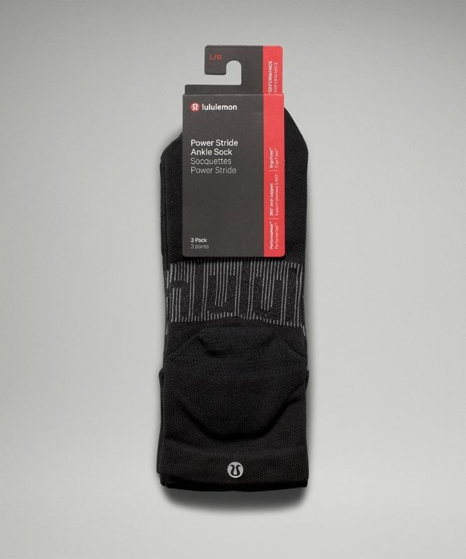 Lululemon Power Stride Ankle Sock 3 Pack Strumpor Accessories Svarta | WXBH-19548