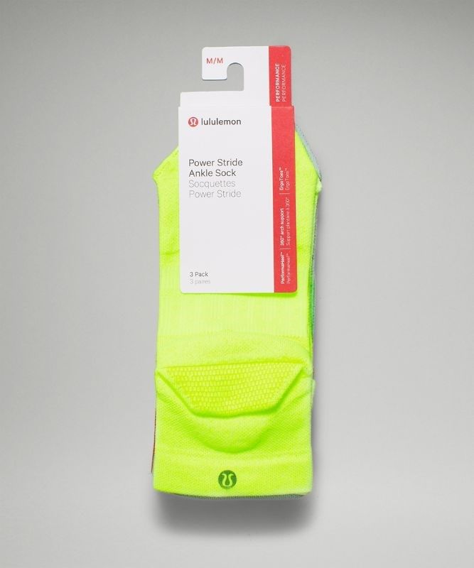 Lululemon Power Stride Ankle Sock 3 Pack Strumpor Accessories Gula Gröna Orange | ZNWY-51349