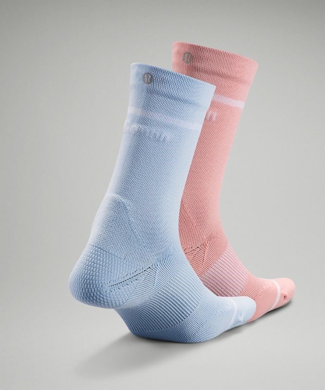 Lululemon Power Stride Crew Sock 2P Strumpor Accessories Blå Beige Rosa | NQZP-71309