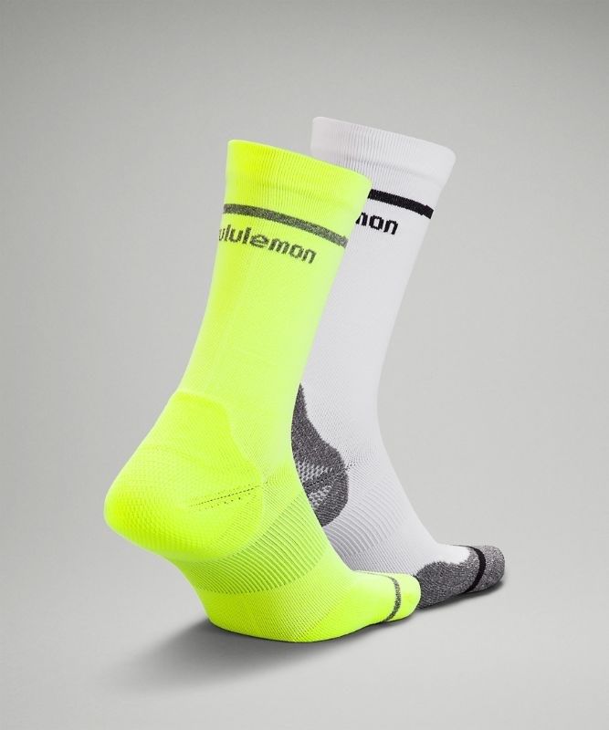 Lululemon Power Stride Crew Sock 2P Strumpor Accessories Gula Vita | HWUT-97856