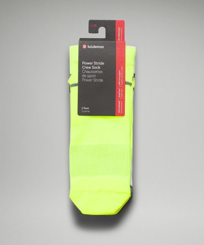 Lululemon Power Stride Crew Sock 2P Strumpor Accessories Gula Vita | HWUT-97856