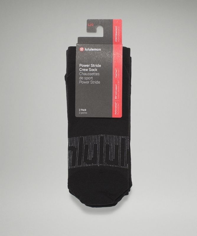 Lululemon Power Stride Crew Sock 2 Pack Strumpor Accessories Svarta | GPCF-05732