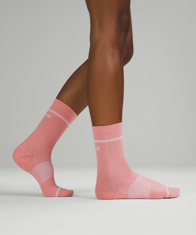 Lululemon Power Stride Crew Sock 2 Pack Stripe Strumpor Accessories Blå Beige Rosa | VKHD-02817