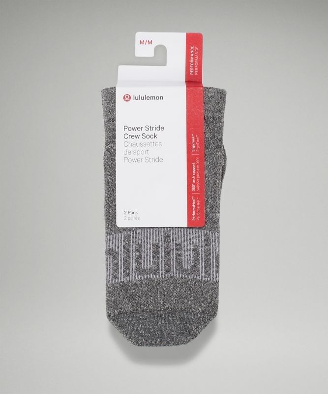 Lululemon Power Stride Crew Sock 2 Pack Strumpor Accessories Mörkgrå | UADK-82547