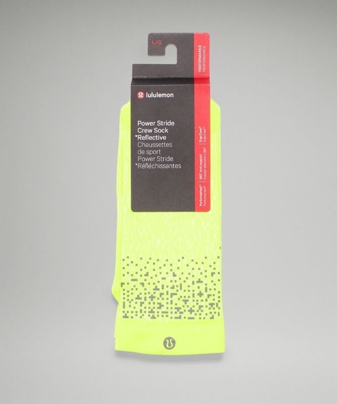 Lululemon Power Stride Crew Sock Refl Strumpor Accessories Gula | ZKEV-98517