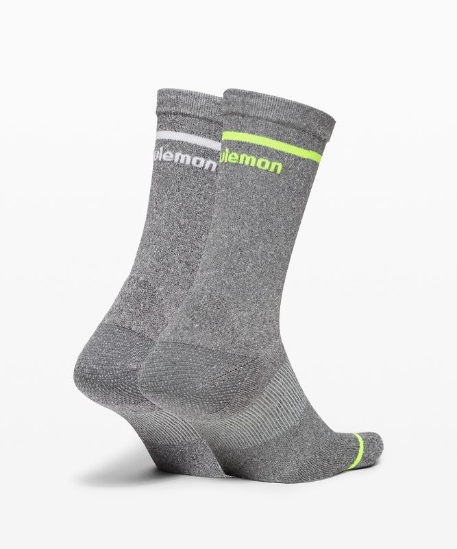 Lululemon Power Stride Crew Sock Stripe 2 Pack Box Set Strumpor Accessories Mörkgrå | JLWB-25316