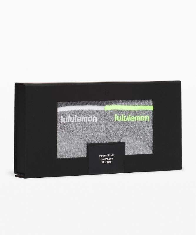 Lululemon Power Stride Crew Sock Stripe 2 Pack Box Set Strumpor Accessories Mörkgrå | JLWB-25316