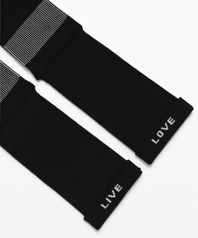 Lululemon Power Stride Crew Sock Stripe 2 Pack Strumpor Accessories Svarta Vita | DQGY-72583