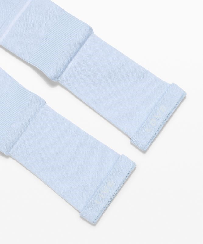 Lululemon Power Stride Crew Sock Stripe 2 Pack Strumpor Accessories Vita Blå Beige | WCZG-65981