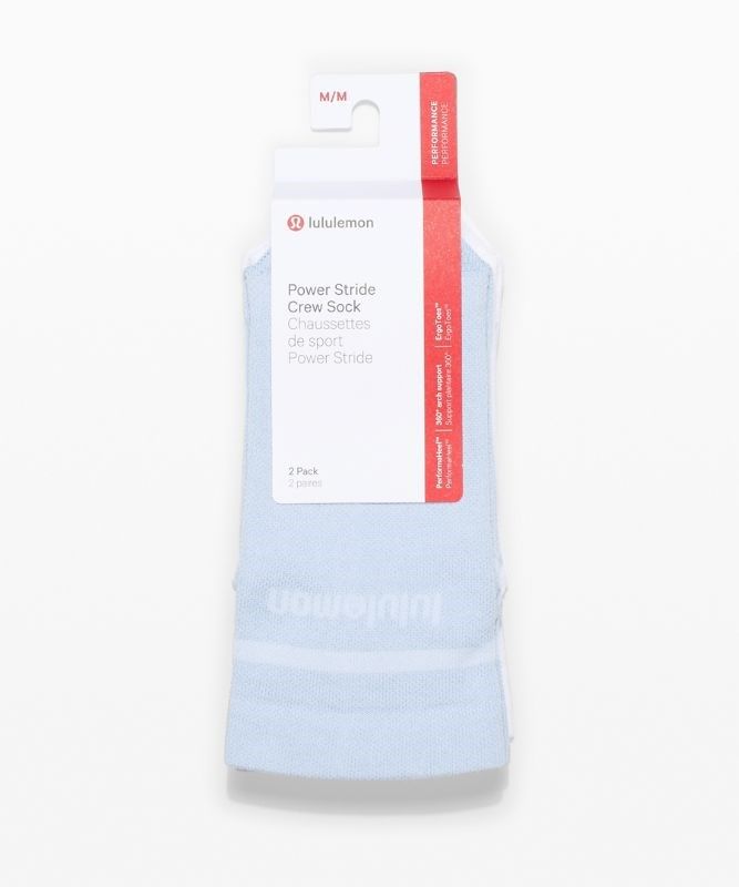 Lululemon Power Stride Crew Sock Stripe 2 Pack Strumpor Accessories Vita Blå Beige | WCZG-65981