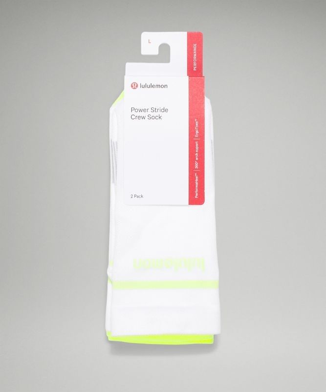 Lululemon Power Stride Crew Sock Stripe 2 Pack Strumpor Accessories Mintgröna Gula | VELN-17086