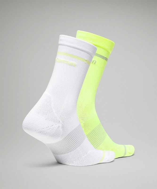 Lululemon Power Stride Crew Sock Stripe 2 Pack Strumpor Accessories Mintgröna Gula | VELN-17086