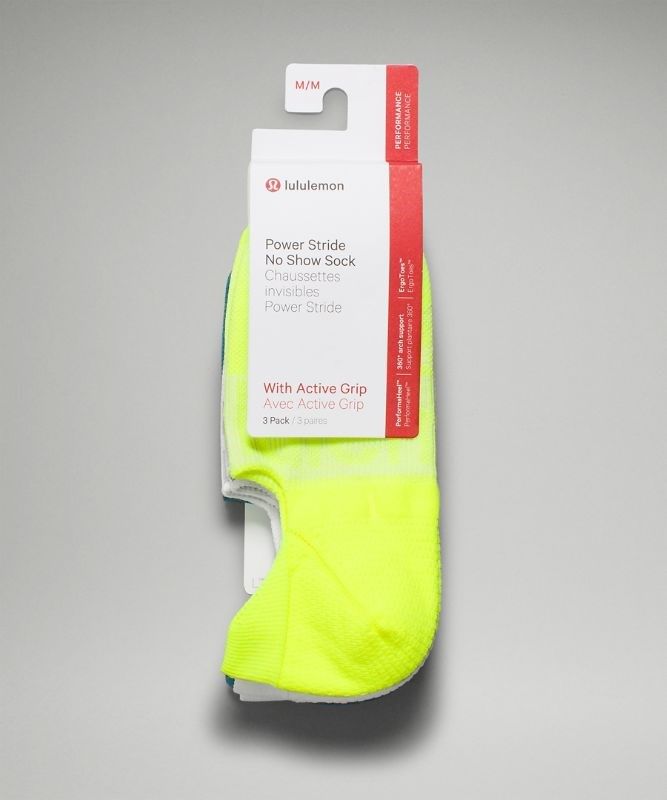 Lululemon Power Stride No-Show Sock with Active Grip 3 Pack Strumpor Accessories Gula Vita Blå | SBMH-57908