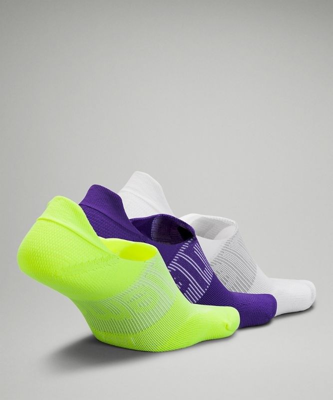 Lululemon Power Stride No-Show Sock with Active Grip 3 Pack Strumpor Accessories Gula Vita Lila | RWYT-81642