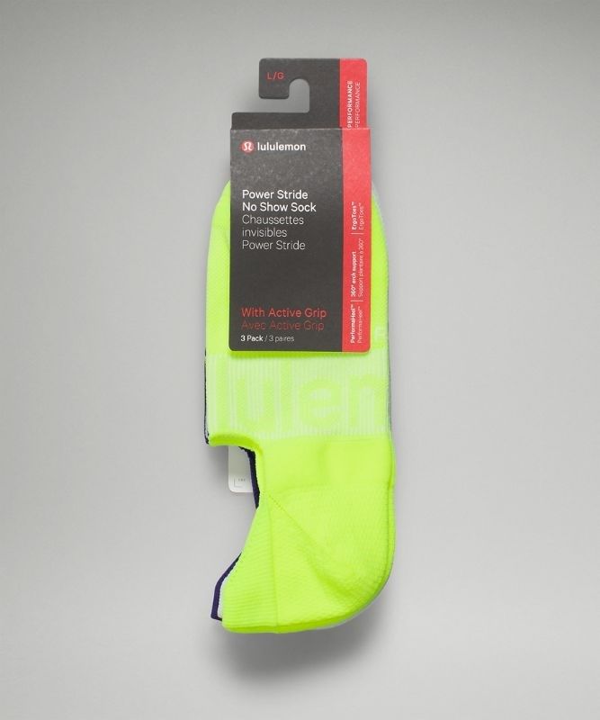 Lululemon Power Stride No-Show Sock with Active Grip 3 Pack Strumpor Accessories Gula Vita Lila | RWYT-81642