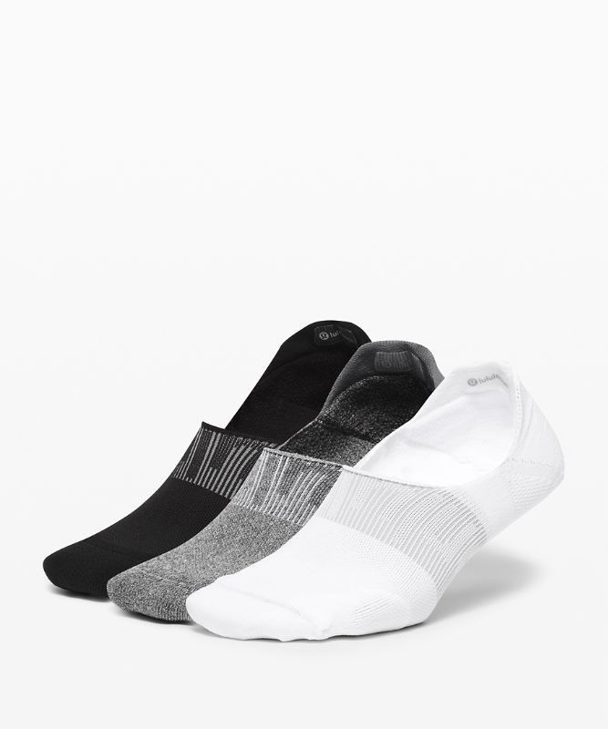 Lululemon Power Stride No-Show Sock with Active Grip 3 Pack Strumpor Accessories Vita Grå Svarta | ZVXT-71265