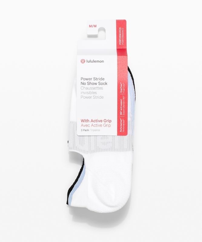 Lululemon Power Stride No-Show Sock with Active Grip 3 Pack Strumpor Accessories Vita Blå Beige Svarta | KVSH-98245