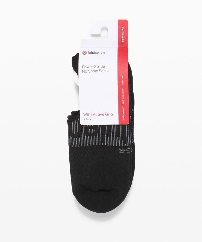 Lululemon Power Stride No-Show Sock with Active Grip 3 Pack Strumpor Accessories Svarta | HMUY-23760