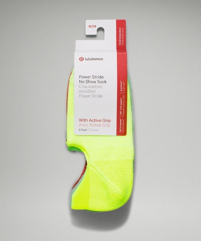 Lululemon Power Stride No-Show Sock with Active Grip 3 Pack Strumpor Accessories Gula Gröna Orange | FZVH-10293
