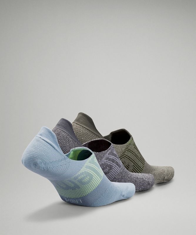 Lululemon Power Stride No-Show Sock with Active Grip 3 Pack Strumpor Accessories Grå Grå Olivgröna | DNJS-10827