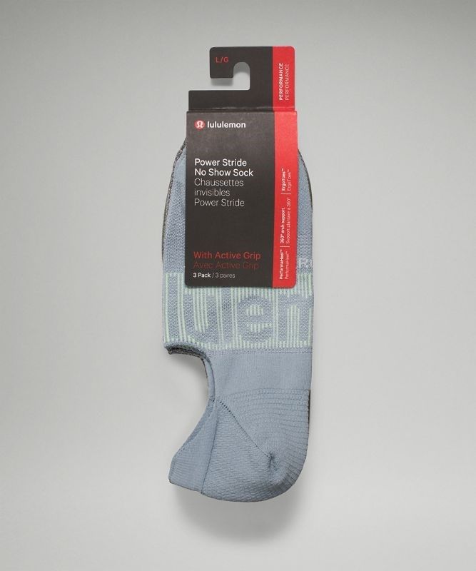 Lululemon Power Stride No-Show Sock with Active Grip 3 Pack Strumpor Accessories Grå Grå Olivgröna | DNJS-10827