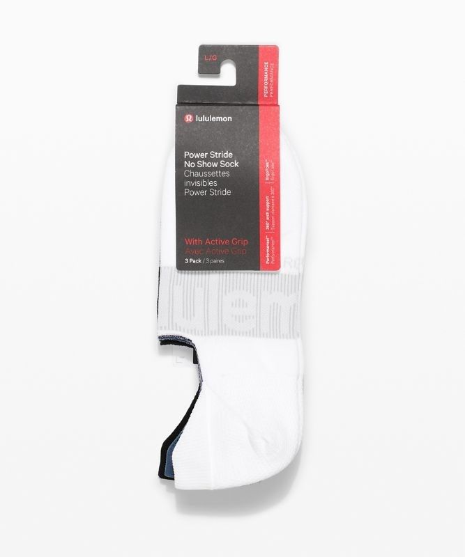 Lululemon Power Stride No-Show Sock with Active Grip 3 Pack Strumpor Accessories Vita Blå Svarta | XEIG-56734
