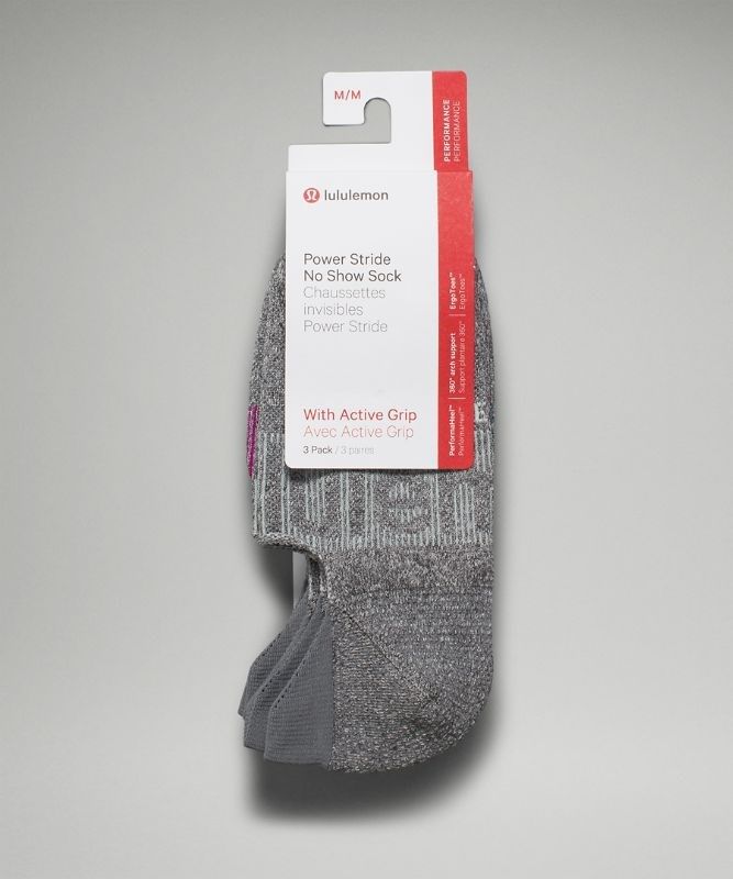 Lululemon Power Stride No-Show Sock with Active Grip 3 Pack Strumpor Accessories Grå Mintgröna | UKSR-02614