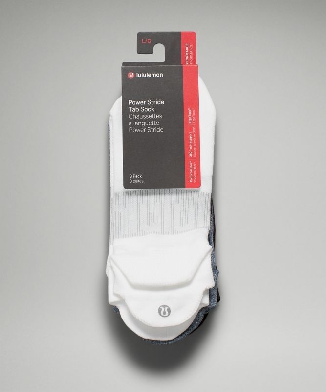 Lululemon Power Stride Tab Sock 3P Strumpor Accessories Vita Blå Svarta | SZHM-59036