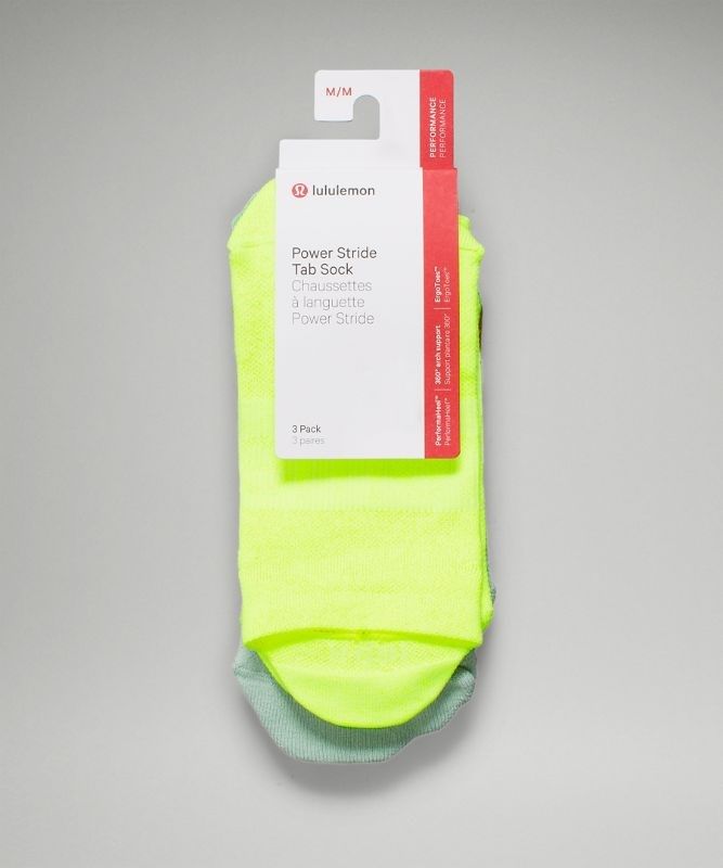 Lululemon Power Stride Tab Sock 3 Pack Strumpor Accessories Gula Gröna Orange | JLFQ-69105