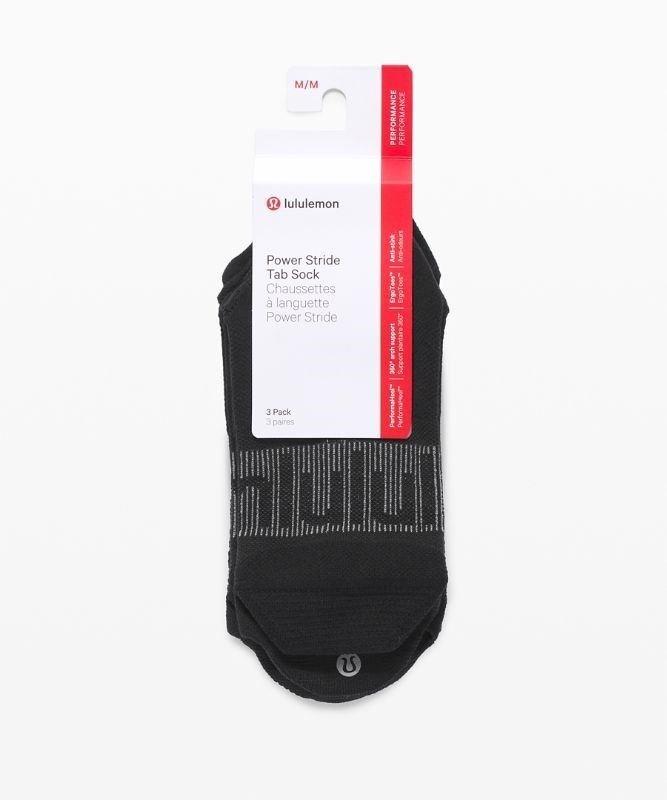 Lululemon Power Stride Tab Sock Anti-Stink 3 Pack Strumpor Accessories Svarta | YSKP-59186