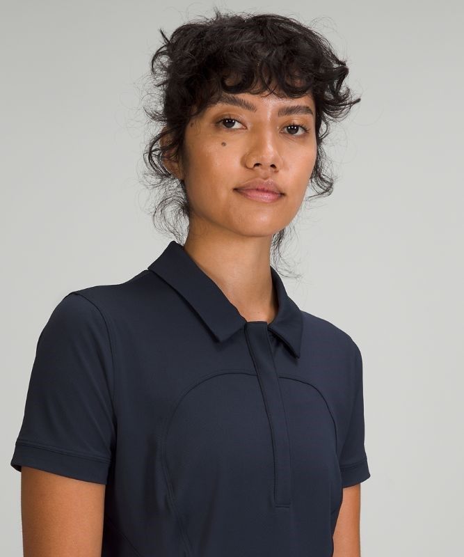 Lululemon Quick-Drying Short Sleeve Polo Shirt Blast Dam Marinblå | OVHD-59860