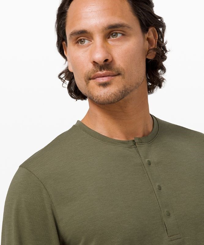 Lululemon Reinstate Long Sleeve Henley Blast Herr Olivgröna | GDZF-16753