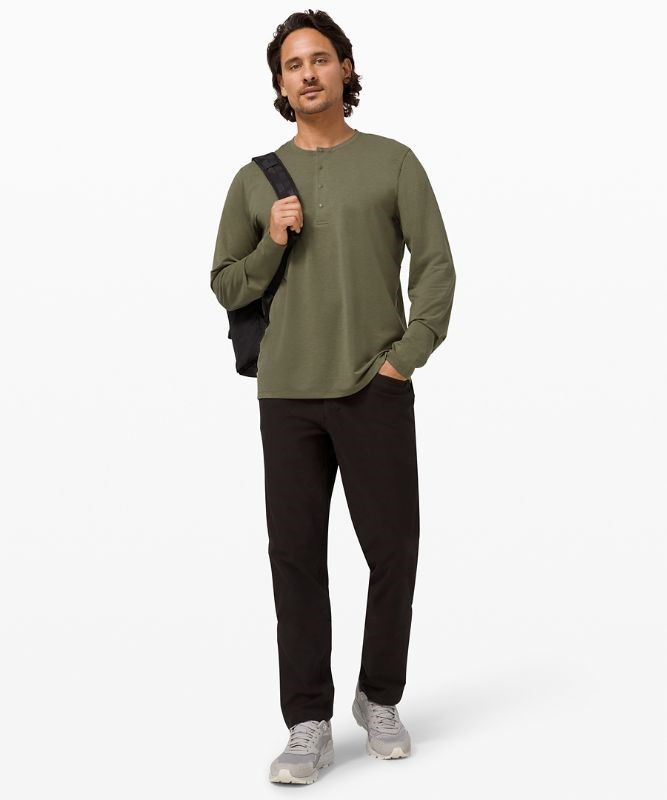 Lululemon Reinstate Long Sleeve Henley Blast Herr Olivgröna | GDZF-16753