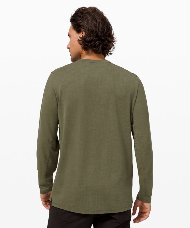 Lululemon Reinstate Long Sleeve Henley Blast Herr Olivgröna | GDZF-16753