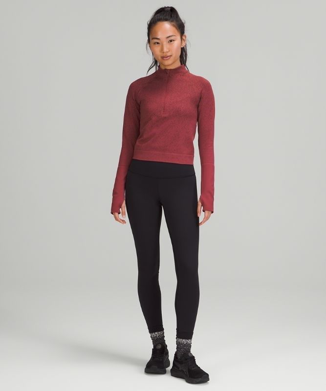 Lululemon Rest Less Cropped 1/2 Zip Blast Dam Vinröda | NFQG-82341