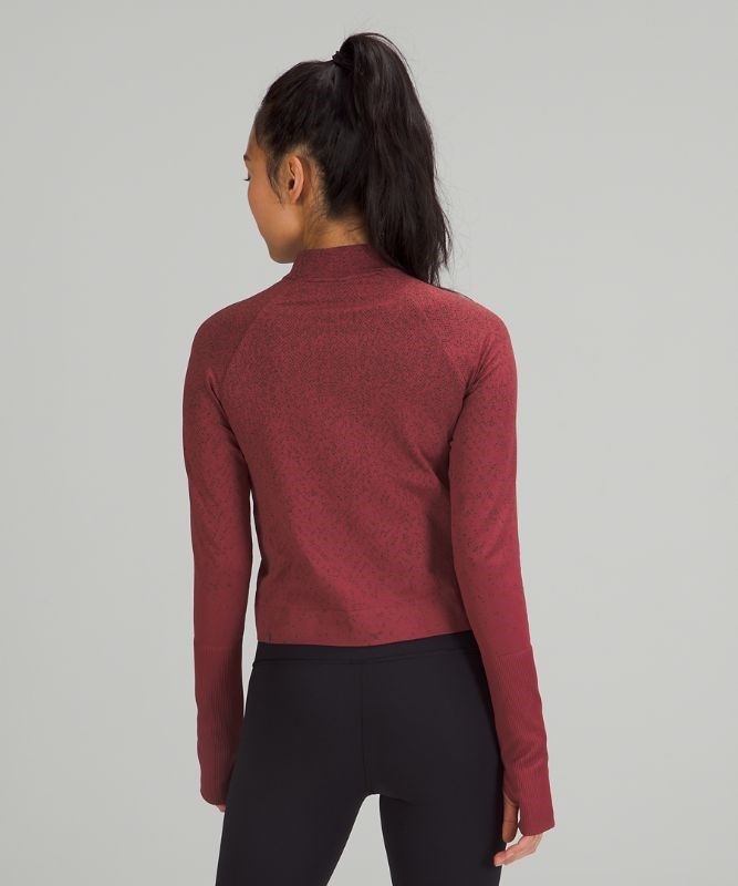 Lululemon Rest Less Cropped 1/2 Zip Blast Dam Vinröda | NFQG-82341