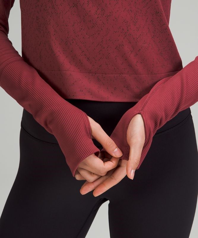 Lululemon Rest Less Cropped 1/2 Zip Blast Dam Vinröda | NFQG-82341