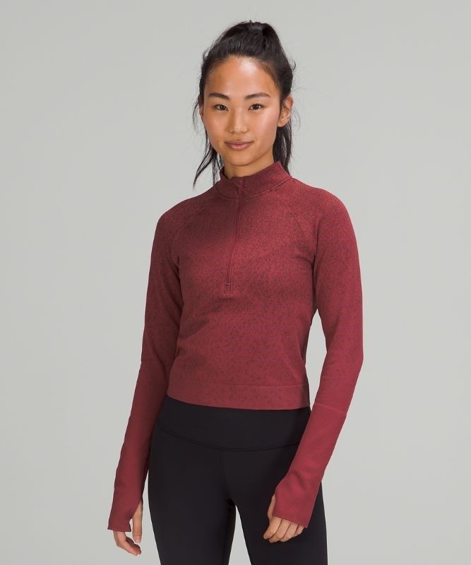 Lululemon Rest Less Cropped 1/2 Zip Blast Dam Vinröda | NFQG-82341