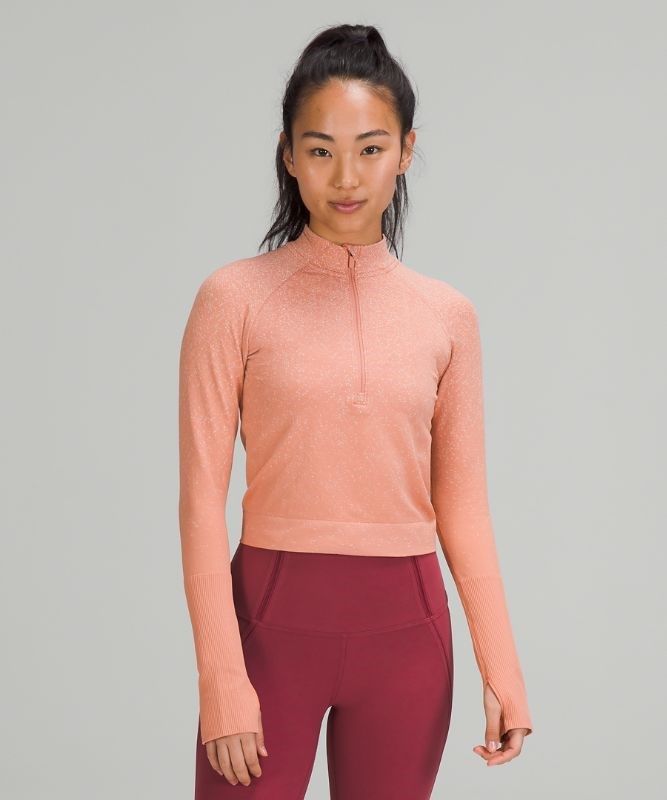 Lululemon Rest Less Cropped 1/2 Zip Blast Dam Rosa Vita | ANLB-28169