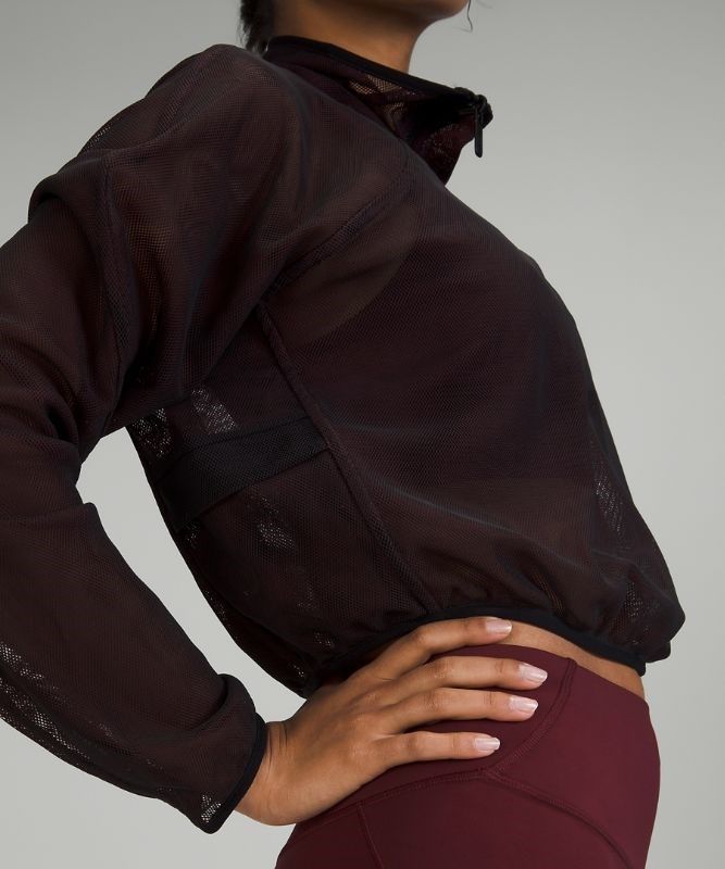 Lululemon Reversible Mesh 1/2 Zip Tröjor Dam Svarta Röda Vinröda | ZTHU-41639