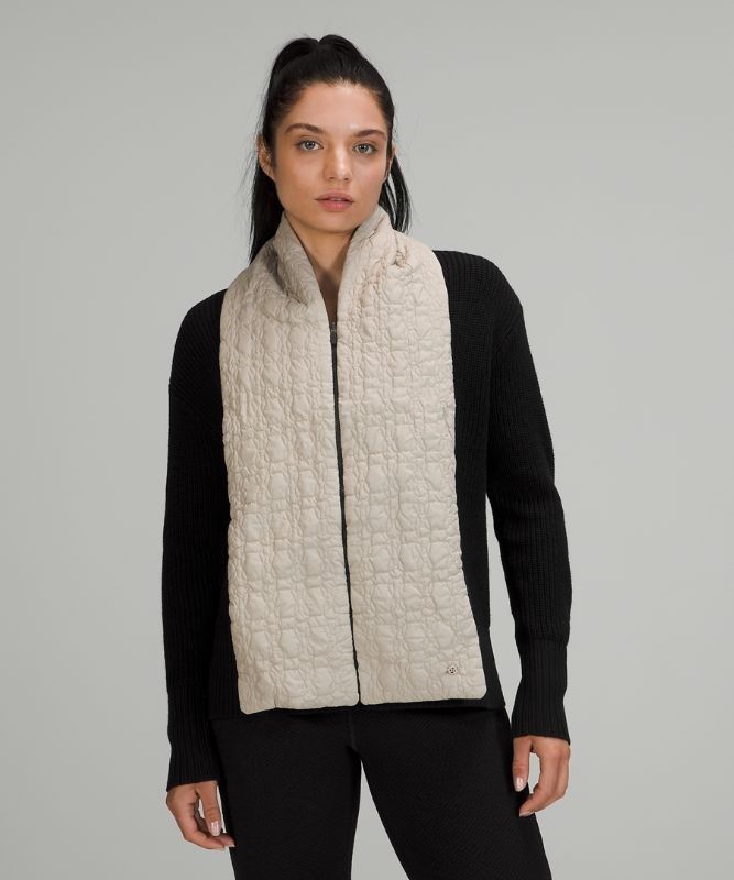 Lululemon Reversible Quilted Zip Scarf Halsduk Accessories Beige Svarta | KMQV-32051