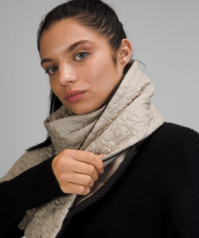 Lululemon Reversible Quilted Zip Scarf Halsduk Accessories Beige Svarta | KMQV-32051