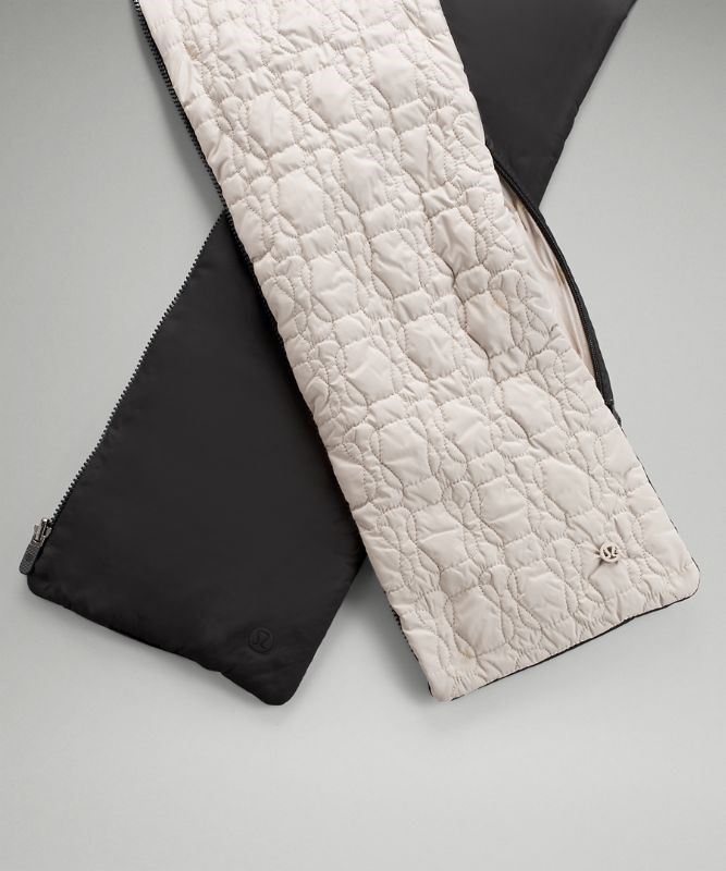Lululemon Reversible Quilted Zip Scarf Halsduk Accessories Beige Svarta | KMQV-32051