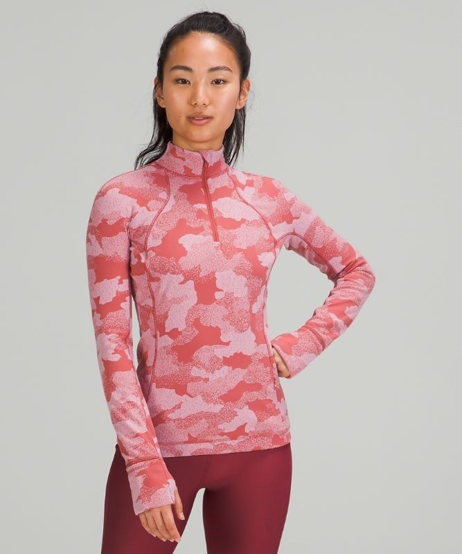 Lululemon Rulu Run 1/2 Zip Tröjor Dam Camo Rosa Grå Bruna | XBLU-98704
