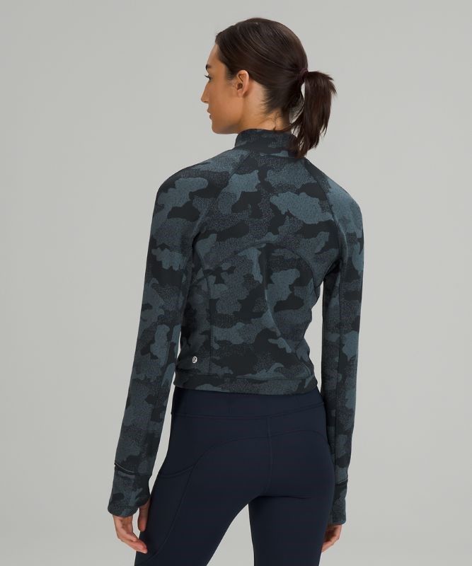 Lululemon Rulu Run Cropped 1/2 Zip Blast Dam Camo Marinblå Blå | UEPW-72340