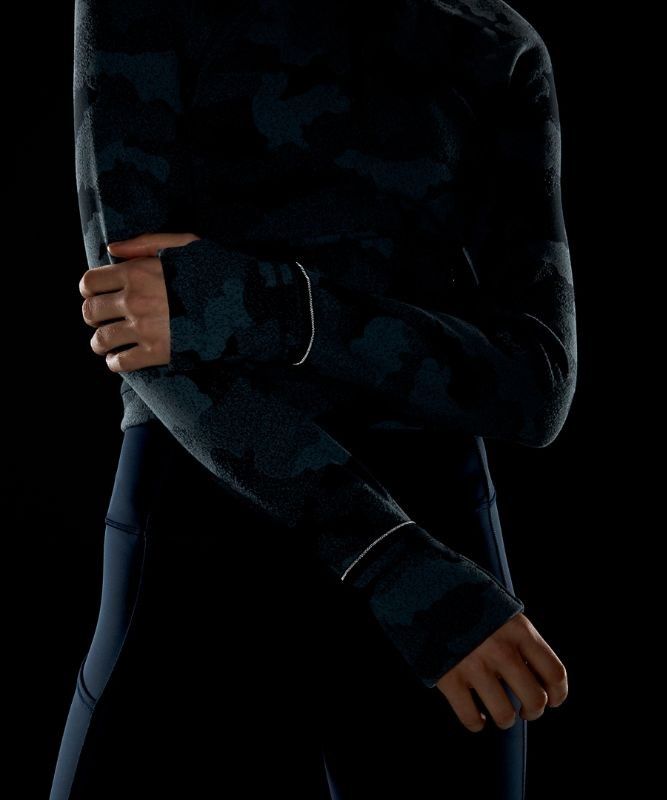 Lululemon Rulu Run Cropped 1/2 Zip Blast Dam Camo Marinblå Blå | UEPW-72340