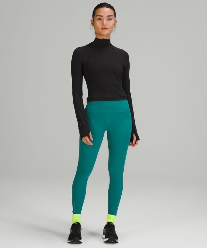Lululemon Rulu Run Cropped Half-Zip Tröjor Dam Svarta | CVEB-96243