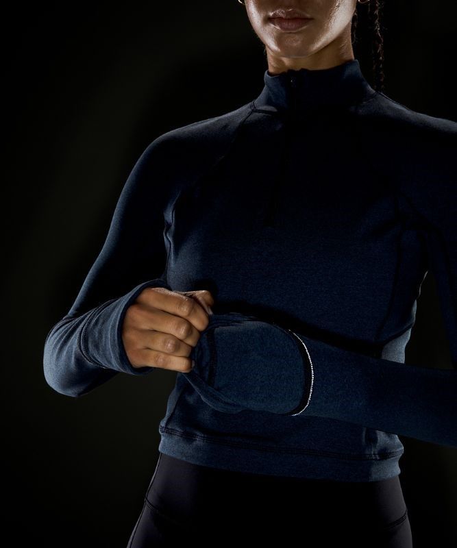 Lululemon Rulu Run Cropped Half-Zip Tröjor Dam Marinblå Svarta | ADIX-40325